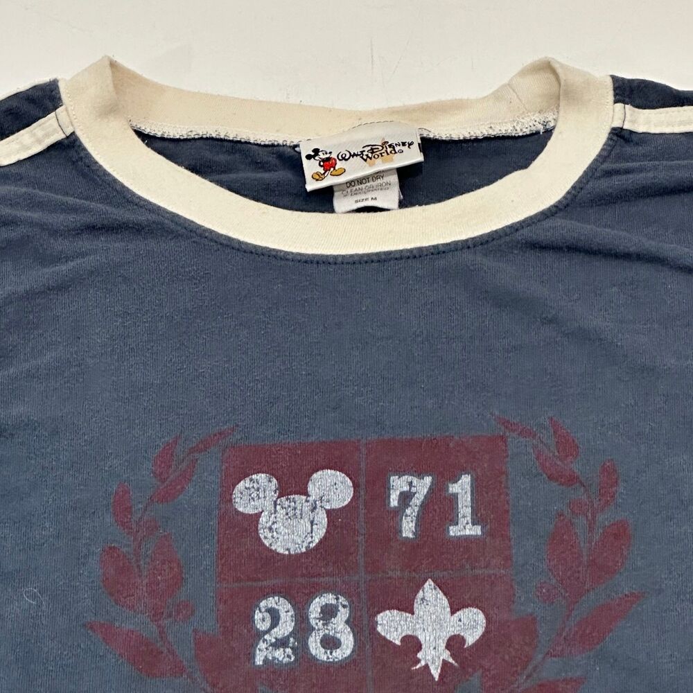 Walt Disney World Men's Ringer T-Shirt Blue/Cream Size M